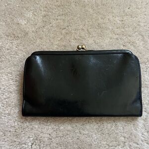 Coach Black Leather Clutch with Gold Accent